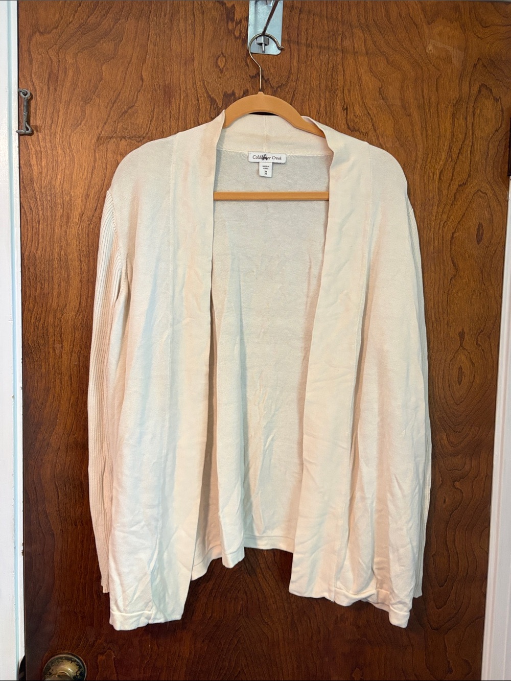Coldwater Creek Soft Cream Open-Front Lightweight Cardigan